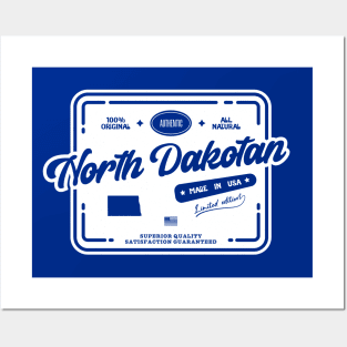 Authentic North Dakotan Cool Vintage Light Stamp Print North Dakota Resident Gift Posters and Art